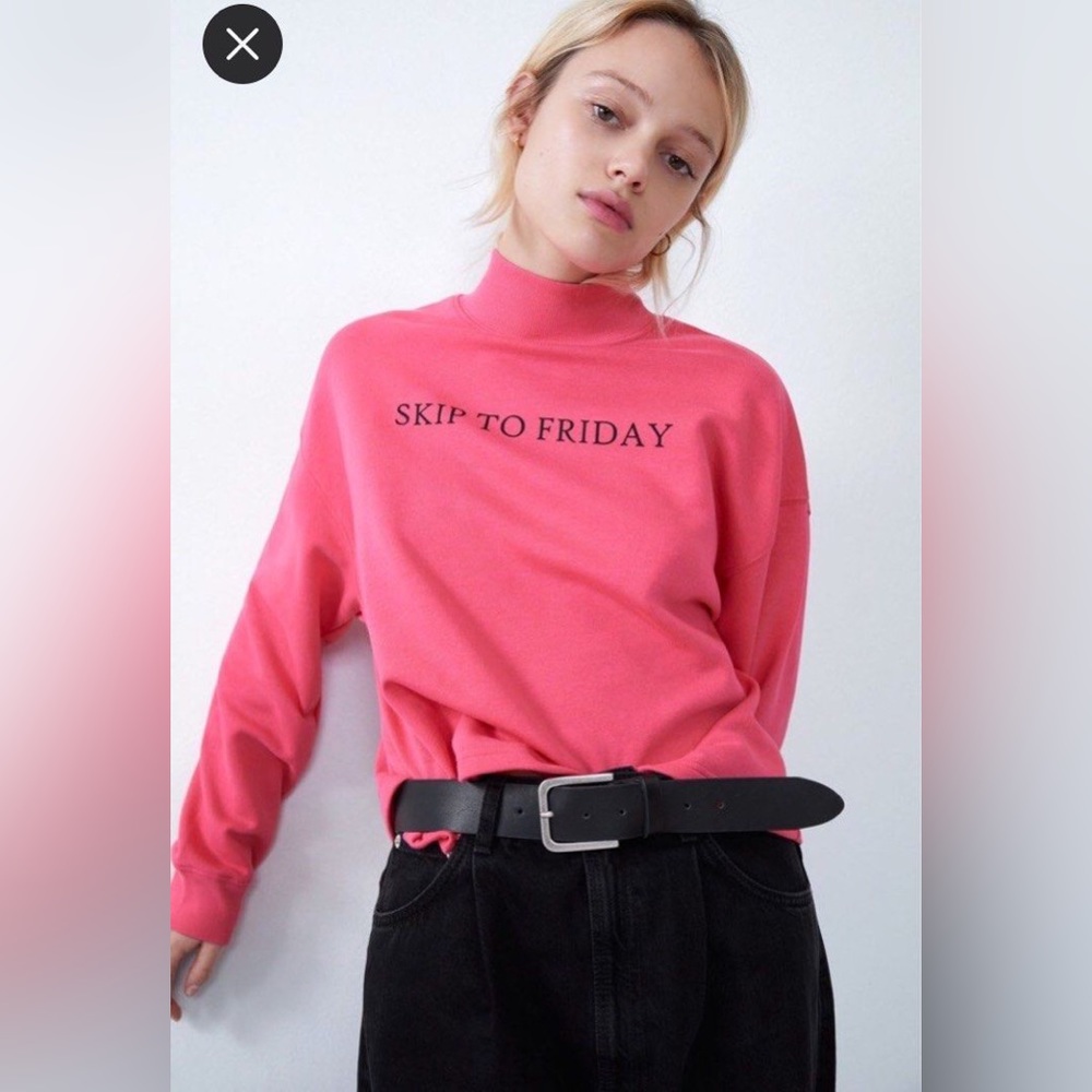 ZARA Mockneck Sweater Hot Pink Turtleneck High Neck Skip To Friday Barbie